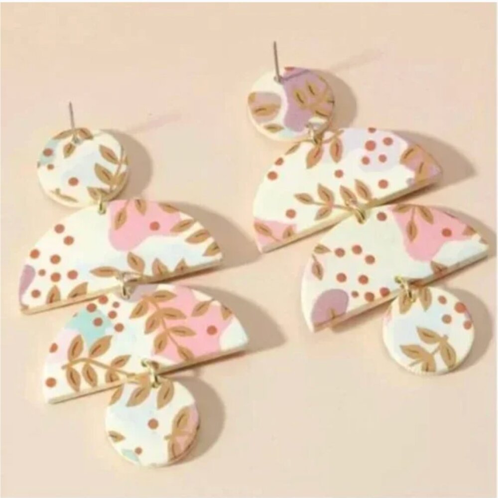 ⭐️✨ FREE Geo Geometric Floral Boho Hipster Hippie Art Peasant Hip Drop Earrings